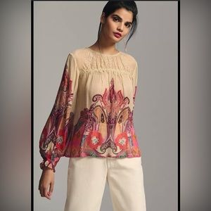 NWT- Bl-nk Shirred Blouse - Anthropologie